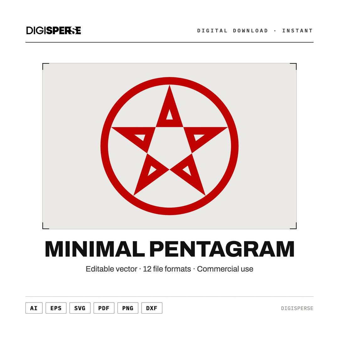 Minimal Pentagram SVG PNG | Simple Witchcraft Wicca Pentacle | Cricut Silhouette 12 Formats Download