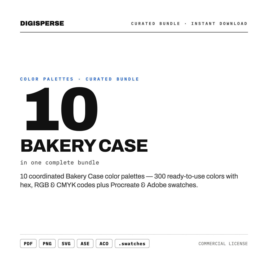 Pastry Shop Color Scheme Set, 10 Bakery Case Palettes for Cafe Menus, Food Blog Styling and Sweet Packaging Design