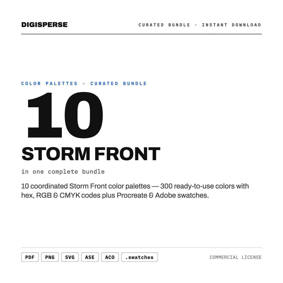 Moody Sky Color Scheme Collection, 10 Storm Front Palettes for Dramatic Branding, Weather Art and Cinematic Moodboards