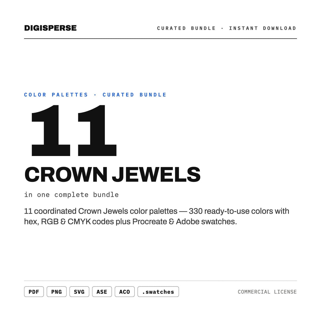 Royal Color Palette Bundle, 11 Crown Jewel Schemes for Luxury Branding, Regal Wedding Themes and Palace Interior Moodboards