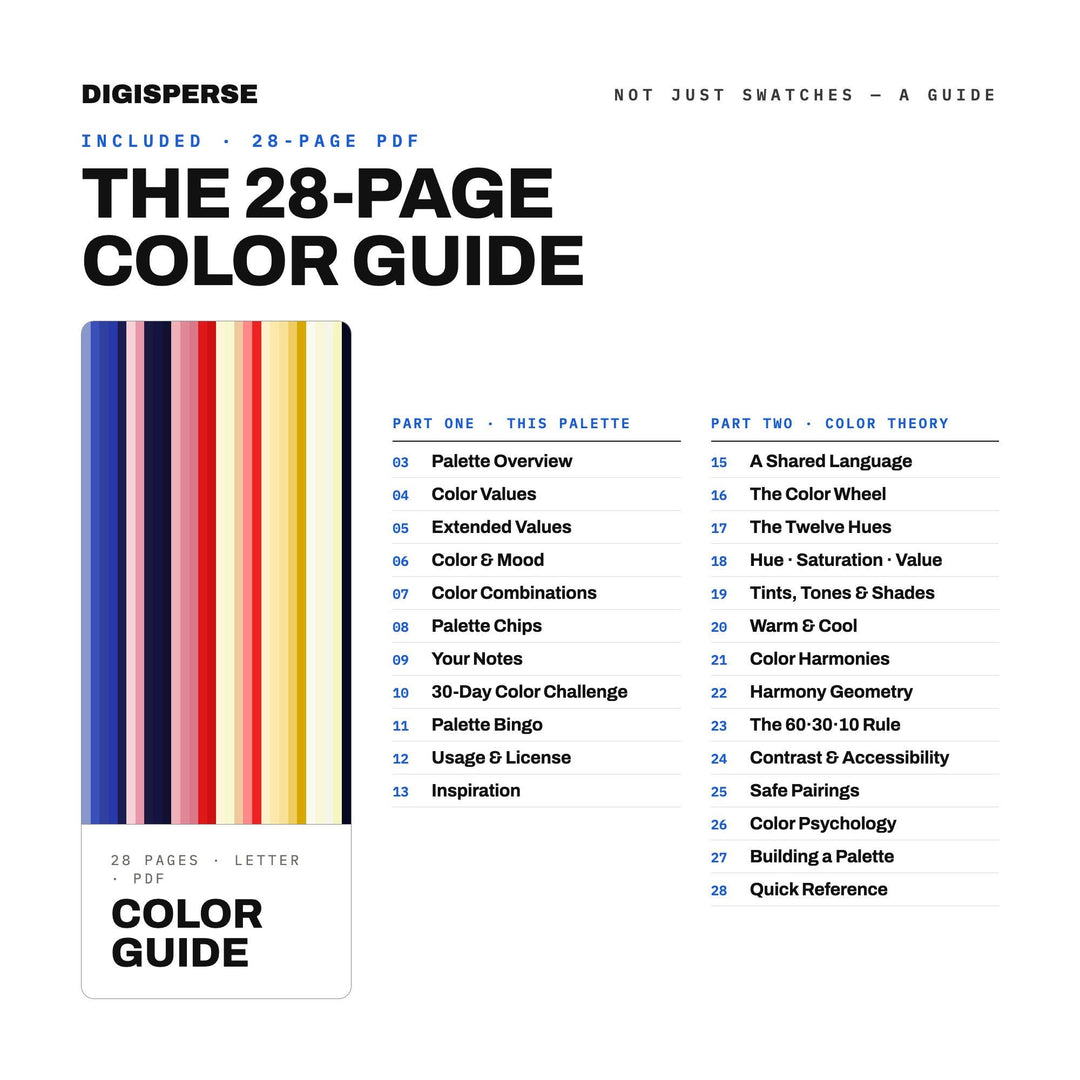 Drive-In Movie Color Palette | 30 Hex RGB CMYK Colors (Digital Download)