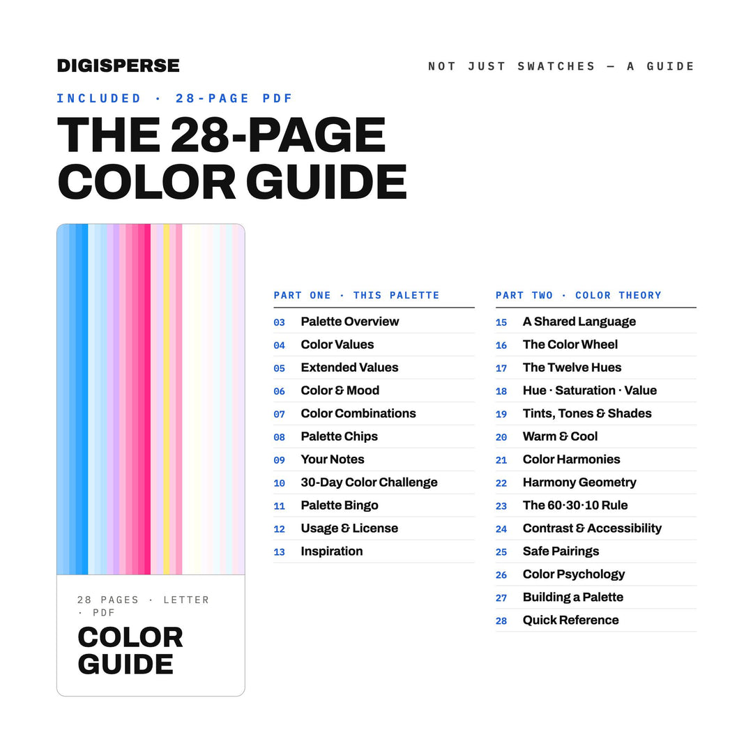 Cotton Candy Color Palette | 30 Procreate Swatches, ASE, PDF Guide (Digital Download)