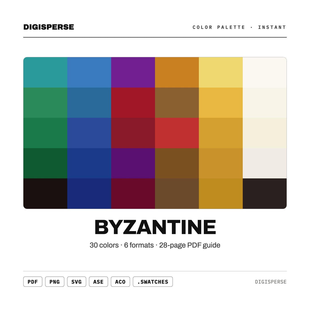 Byzantine Color Palette | 30 Procreate Swatches, ASE Guide (Digital Download)