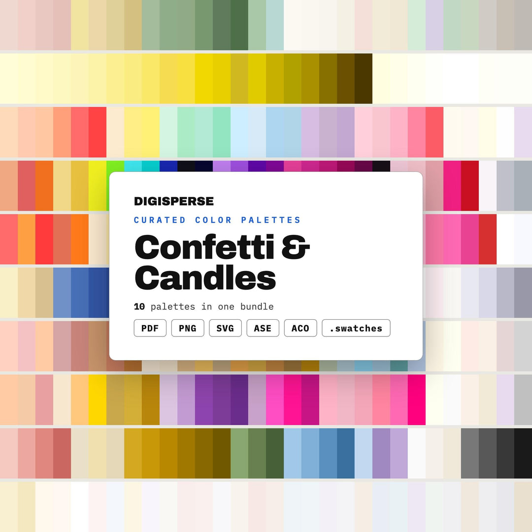 Birthday Party Color Kit, 10 Confetti and Candles Palettes for Invitation Design, Cake Topper Art and Celebration Decor