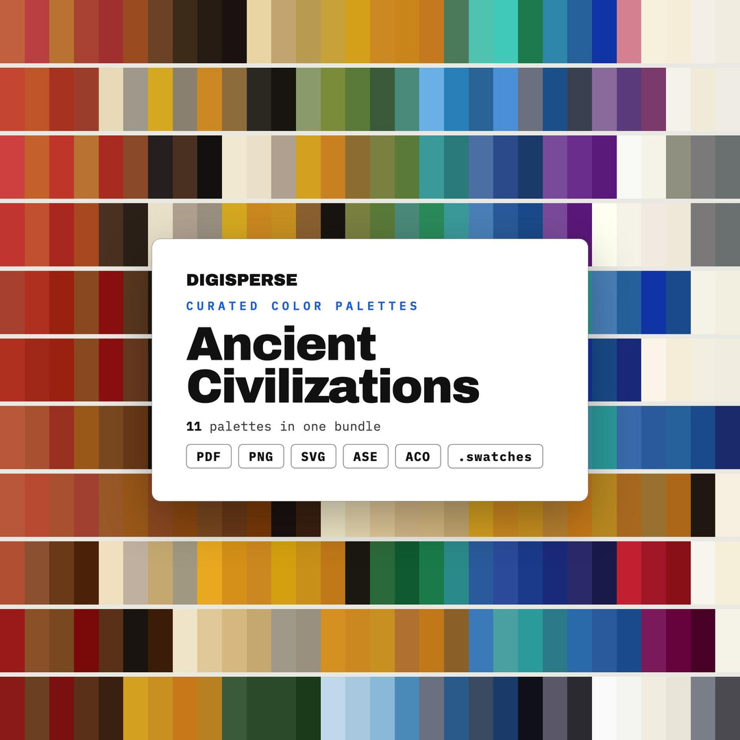 Ancient History Color Palette Kit, 11 Civilization Schemes for Museum Displays, Archaeology Blogs and Educational Design