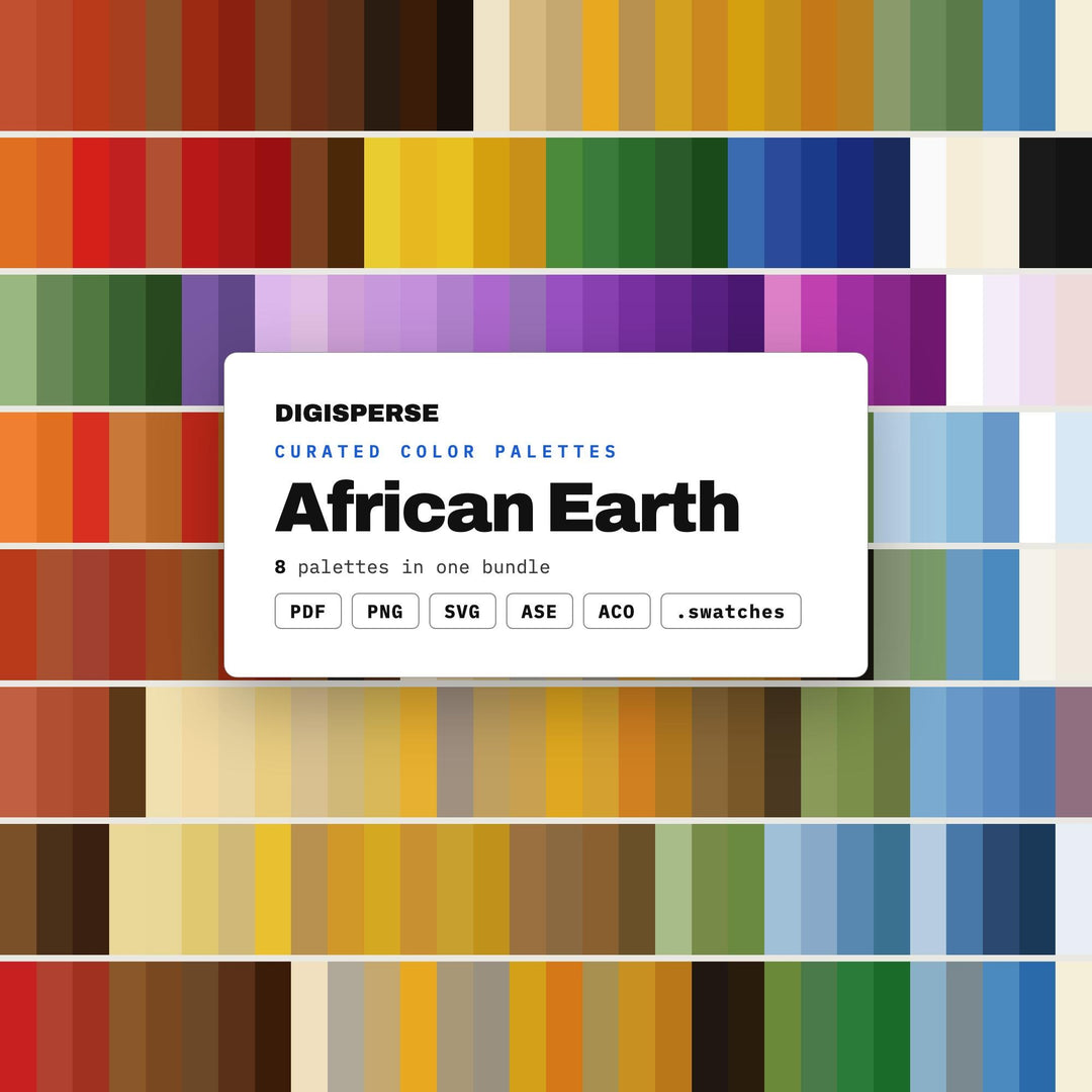 African Earth Tone Palette Pack, 8 Savanna Color Schemes for Safari Lodge Decor, Mudcloth Textile Art and Travel Branding