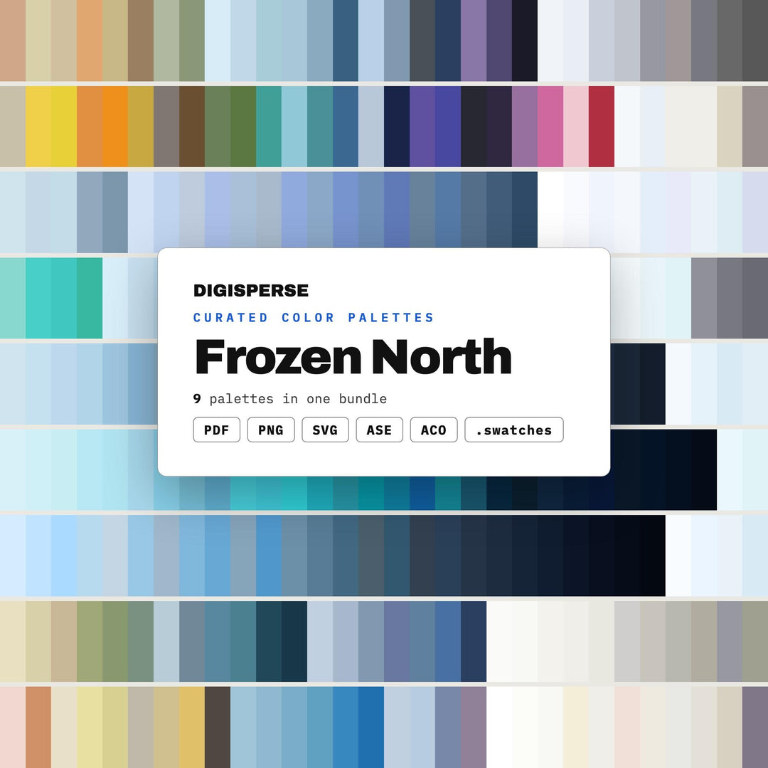 Arctic Color Palette Collection, 9 Frozen North Schemes for Winter Branding, Polar Wildlife Art and Ice Hotel Event Design