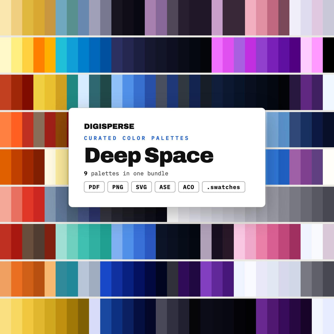 Galaxy Color Palette Collection, 9 Deep Space Schemes for Sci Fi Book Covers, Planetarium Posters and Cosmic Nursery Design