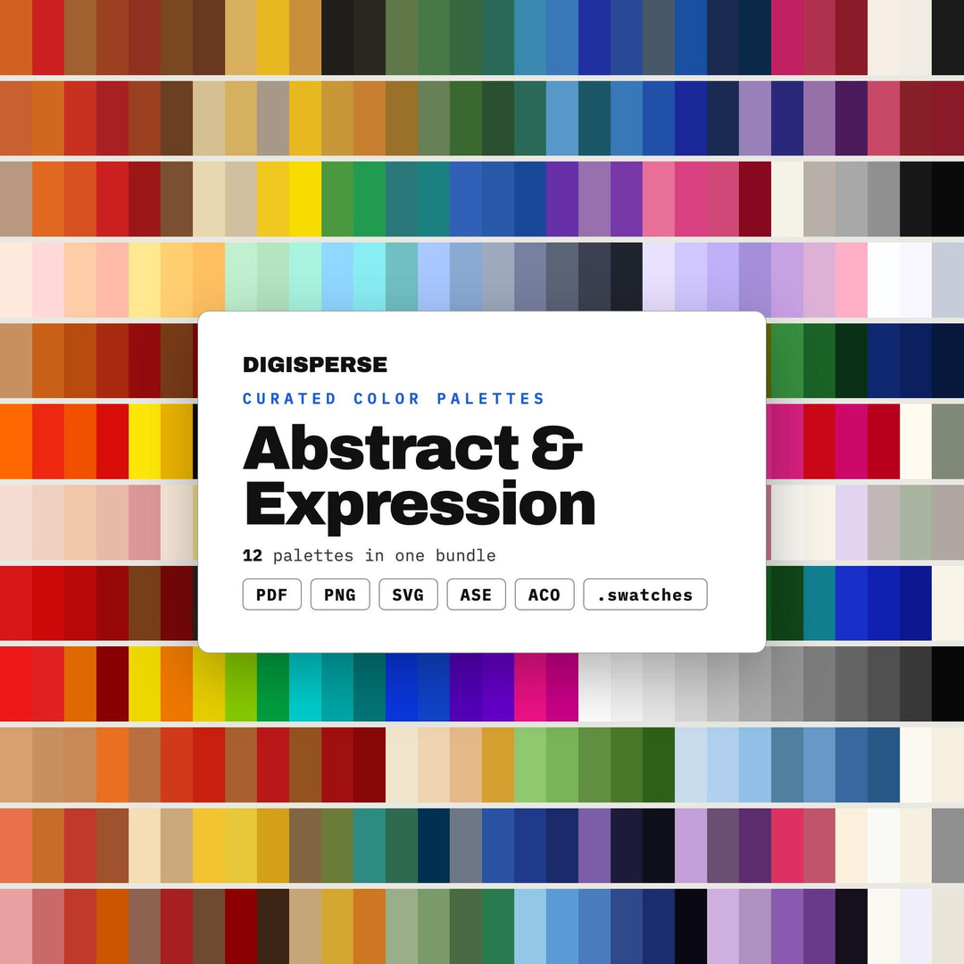 Abstract Art Color Mega Pack, 12 Expressive Palettes for Canvas Painting, Bold Wall Art Prints and Creative Studio Branding