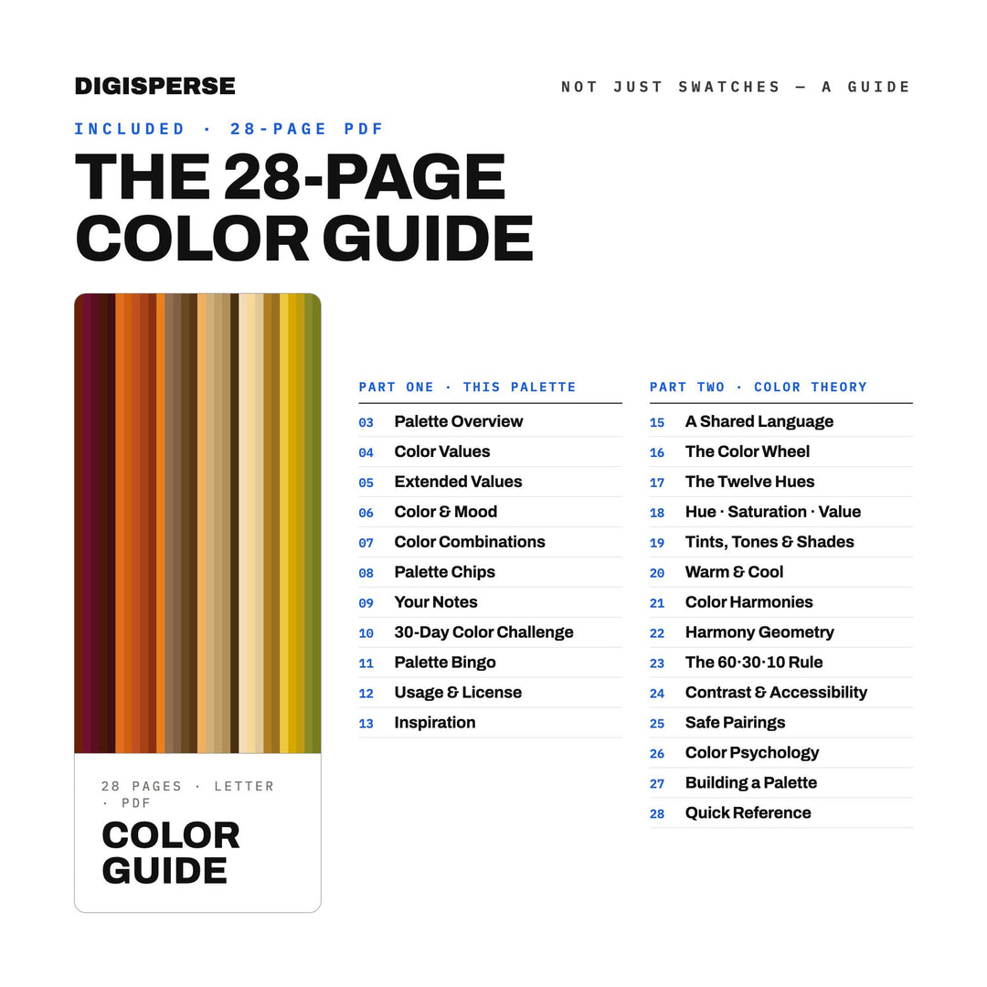 1970s Funk Color Palette | 30 Colors | Hex RGB CMYK | Color Guide | Procreate Swatches + ASE | Digital Download