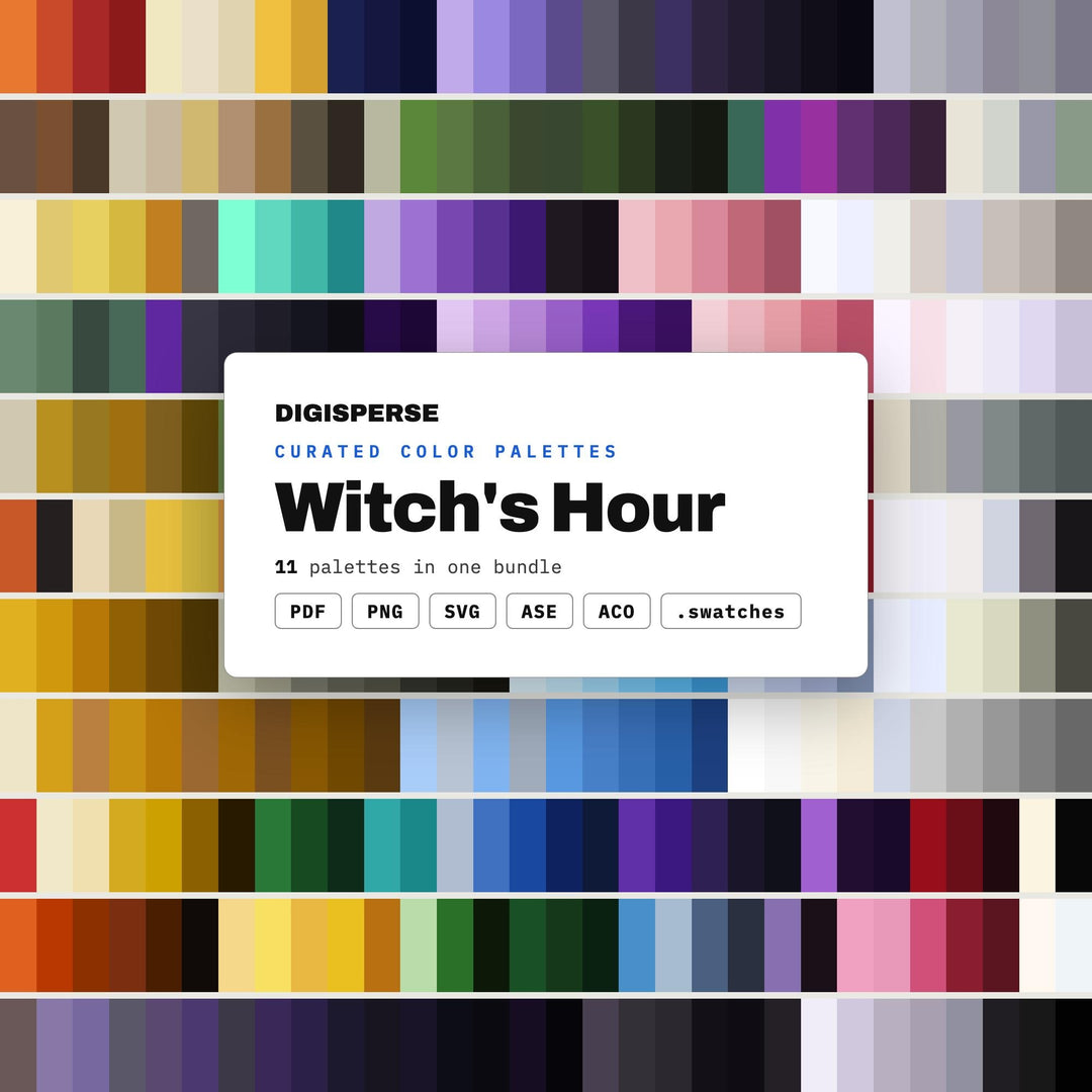 Witchy Color Palette Bundle, 11 Midnight Hour Schemes for Tarot Deck Design, Mystic Branding and Dark Academia Room Decor