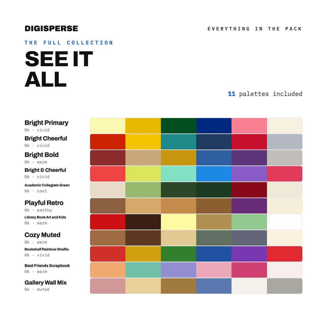 Back to School Color Palette Bundle, 11 Study and Classroom Color Schemes for Teachers, Planner Spreads & Homework Trackers