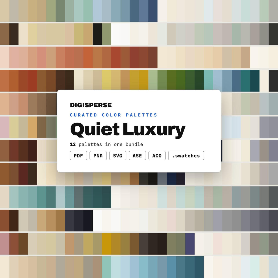 Neutral Color Scheme Bundle, 12 Quiet Luxury Palettes for Elegant Branding, Interior Moodboards & Minimalist Wedding Design, 360 Colors