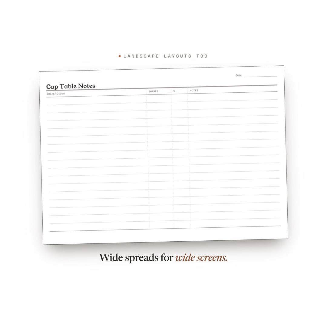 Cap Table Notes Planner Insert | Finance Planner | GoodNotes iPad PDF | Digital Download