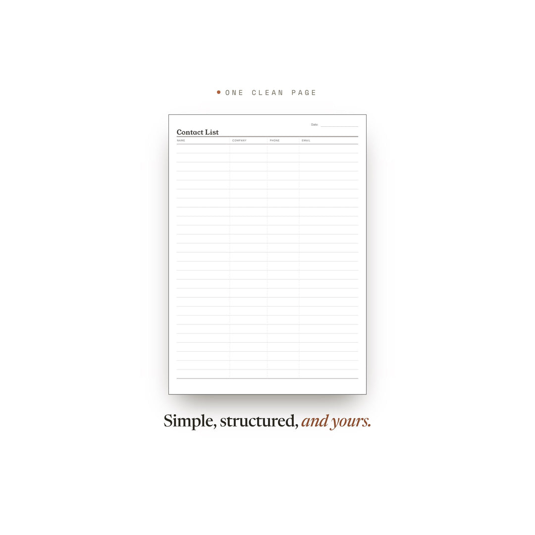 Contact List Planner Insert | Contact Log | GoodNotes iPad PDF | Digital Download