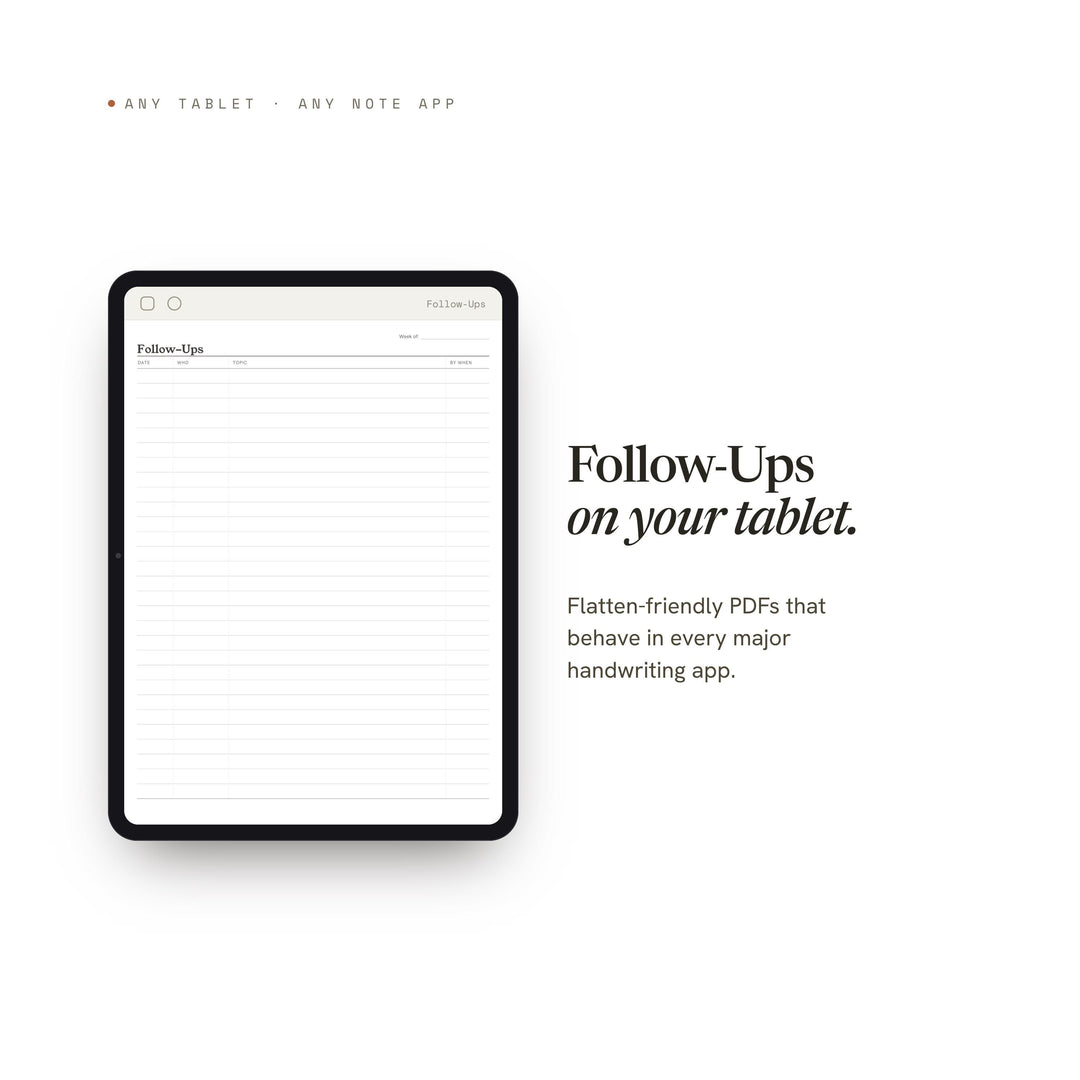 Follow-Ups Planner Insert | Meeting Notes | GoodNotes iPad PDF | Digital Download