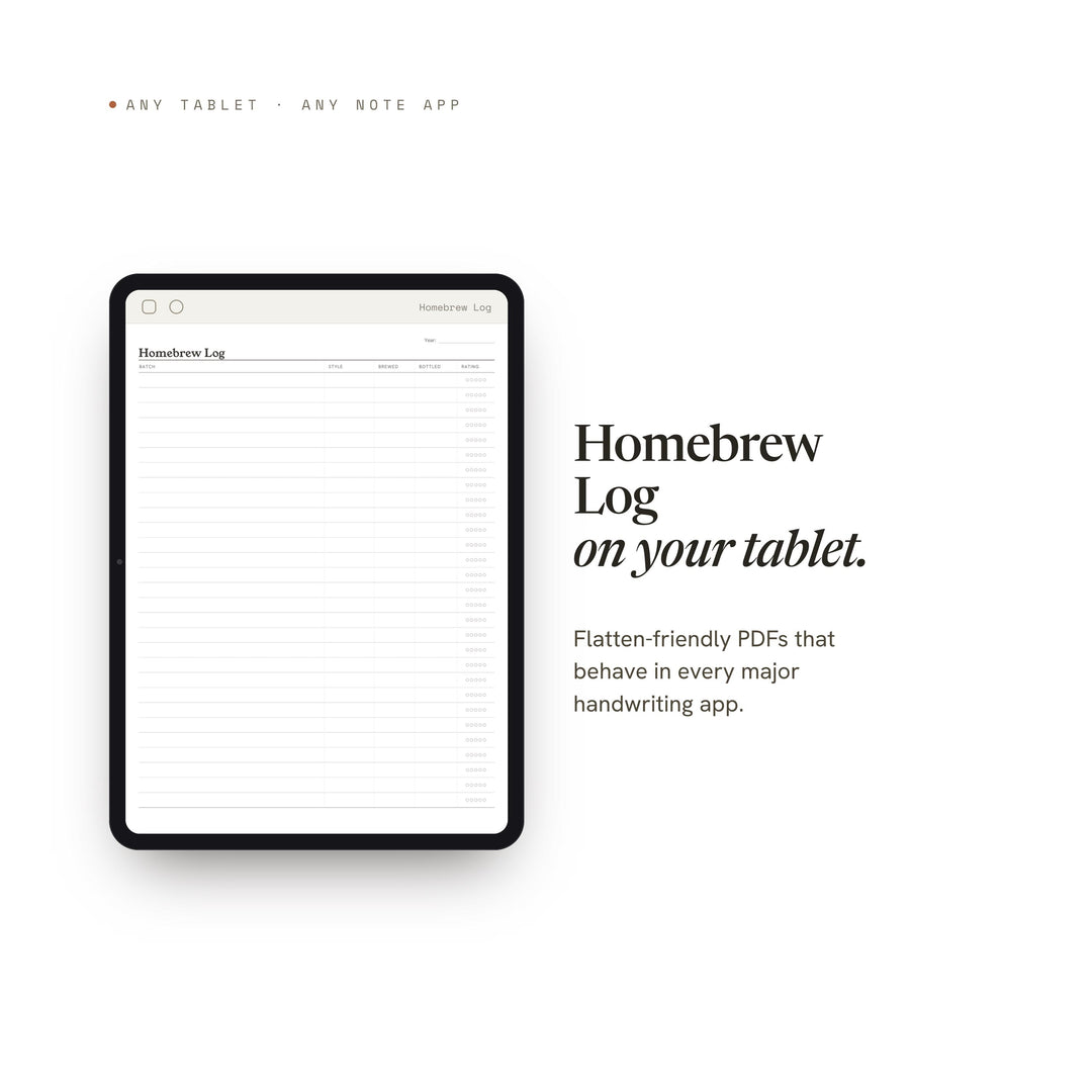 Homebrew Log Planner Insert | Tasting Log | GoodNotes iPad PDF | Digital Download