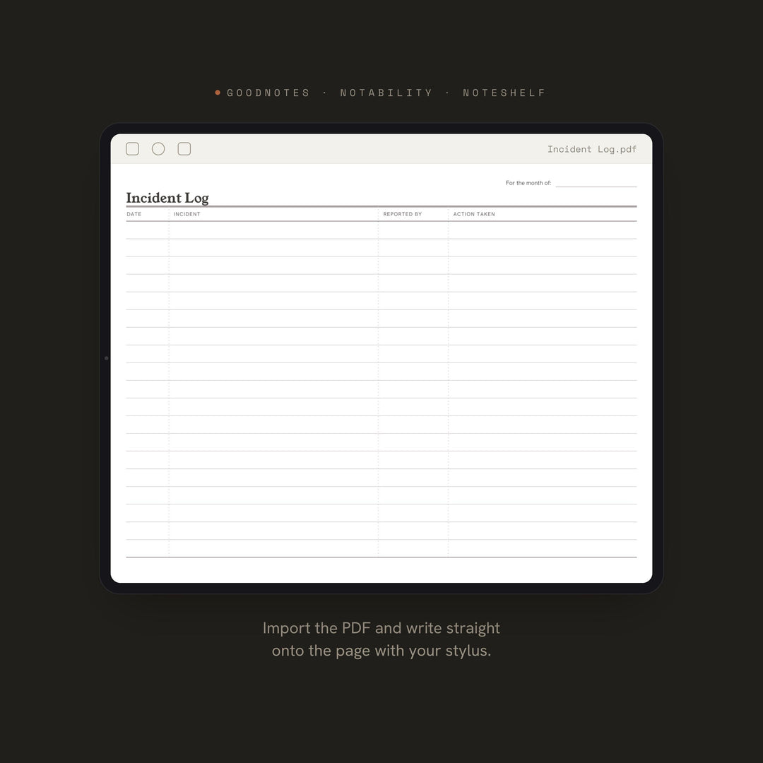 Incident Log printable planner insert — preview image 5 of 20