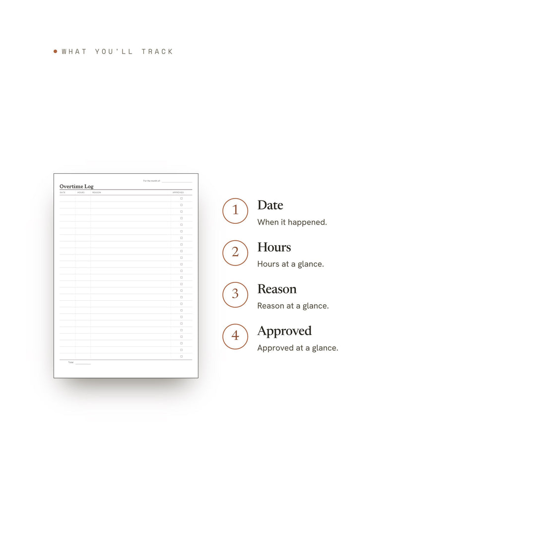 Overtime Log Planner Insert | Time Blocking Page | GoodNotes iPad PDF | Digital Download