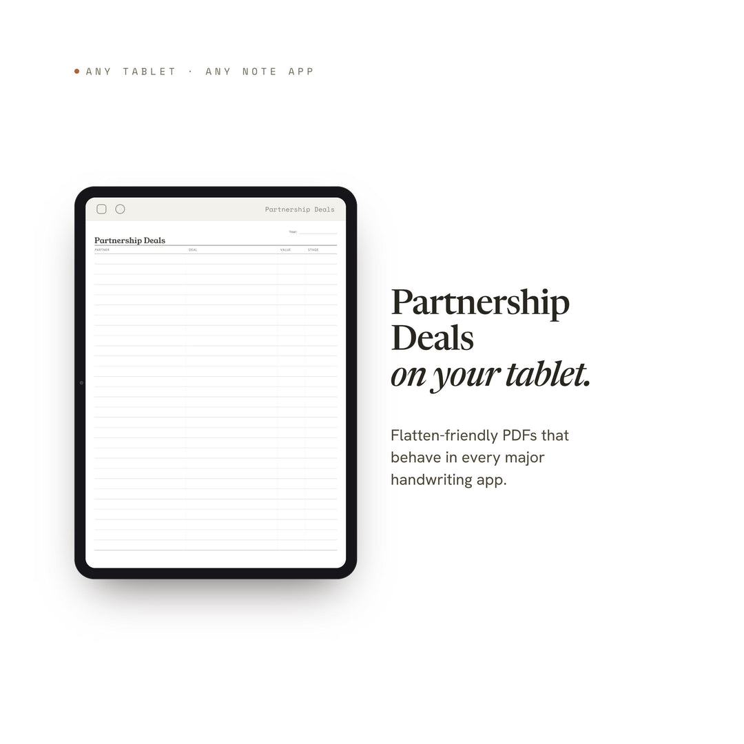 Partnership Deals Planner Insert | Sales Tracker | GoodNotes iPad PDF | Digital Download