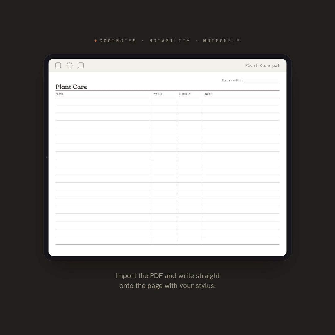 Plant Care Planner Insert | Home Planner | GoodNotes iPad PDF | Digital Download