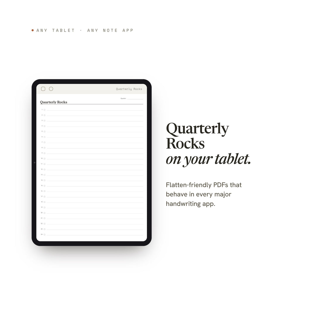Quarterly Rocks Planner Insert | Strategy Planner | GoodNotes iPad PDF | Digital Download