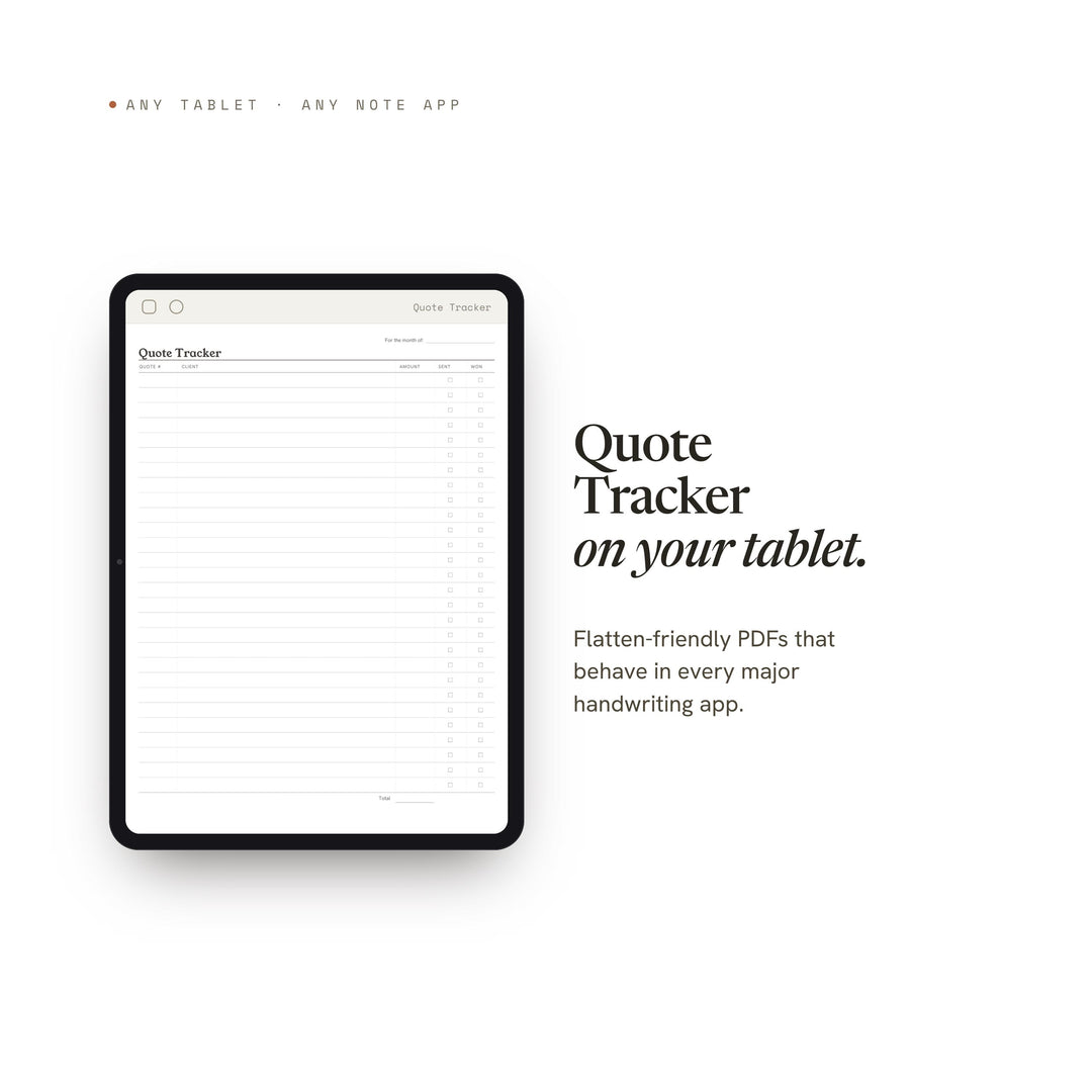 Quote Tracker Planner Insert | Client Tracker | GoodNotes iPad PDF | Digital Download