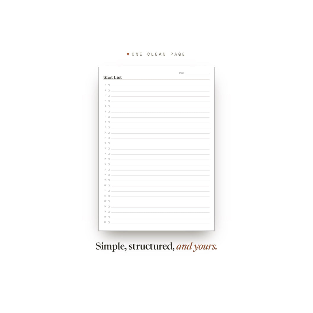 Shot List Planner Insert | Project Log | GoodNotes iPad PDF | Digital Download