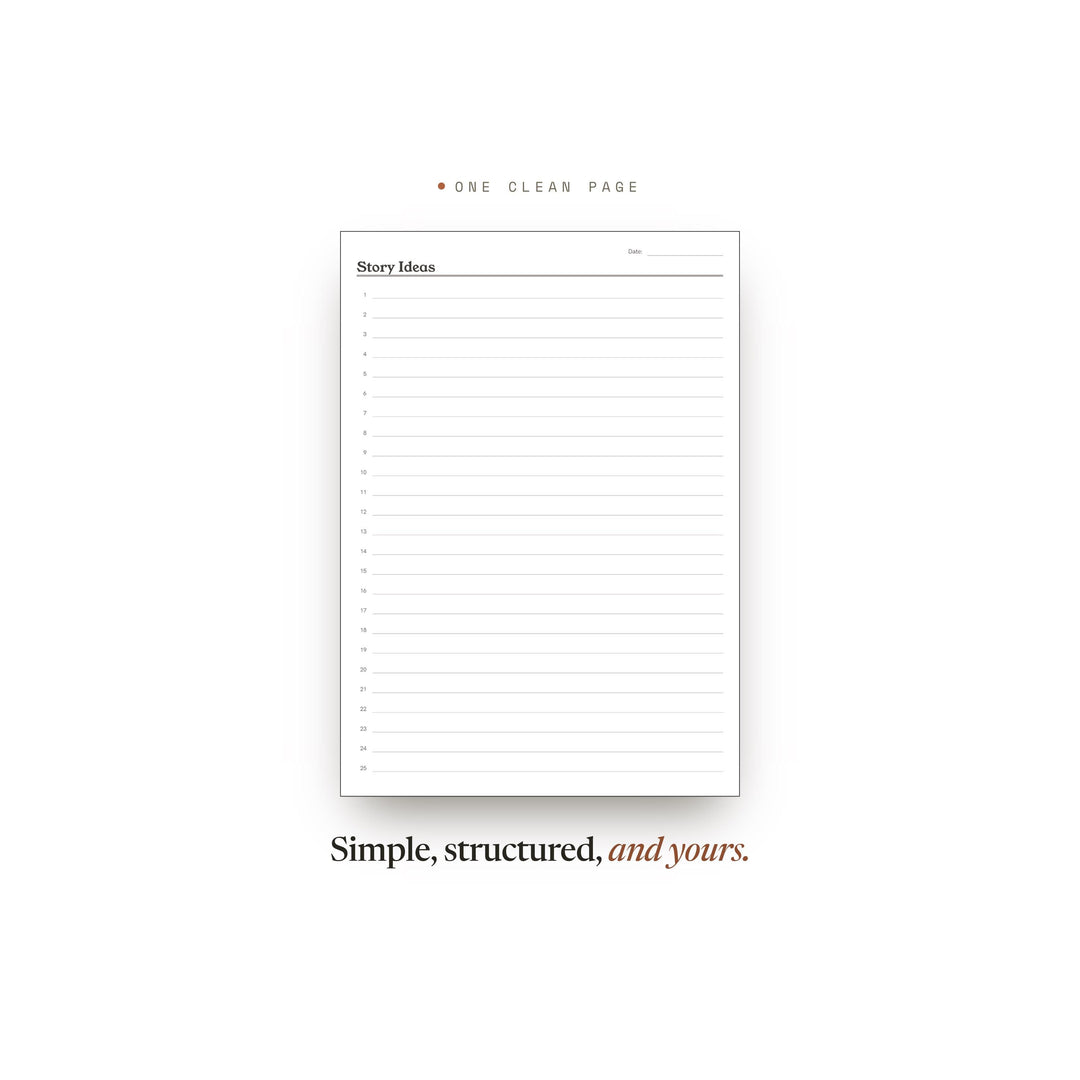 Story Ideas Planner Insert | Reading Log | GoodNotes iPad PDF | Digital Download