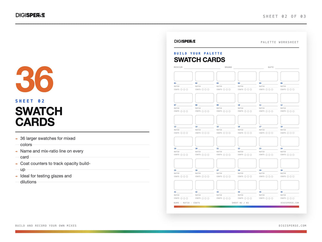 Printable Blank Color Swatch Sheets for Any Medium (Digital Download)
