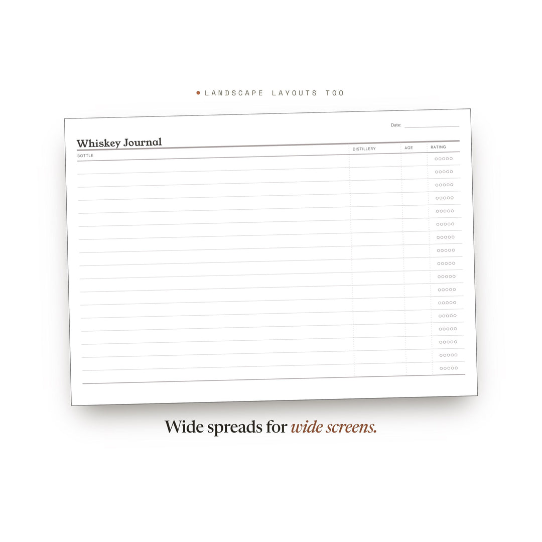 Whiskey Journal Planner Insert | Tasting Log | GoodNotes iPad PDF | Digital Download