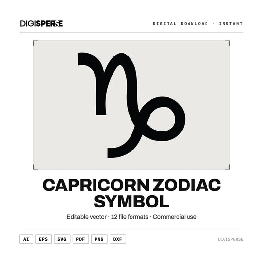 Capricorn SVG PNG | Zodiac Graphic 12 File Formats | Cricut Silhouette Sublimation Digital Download