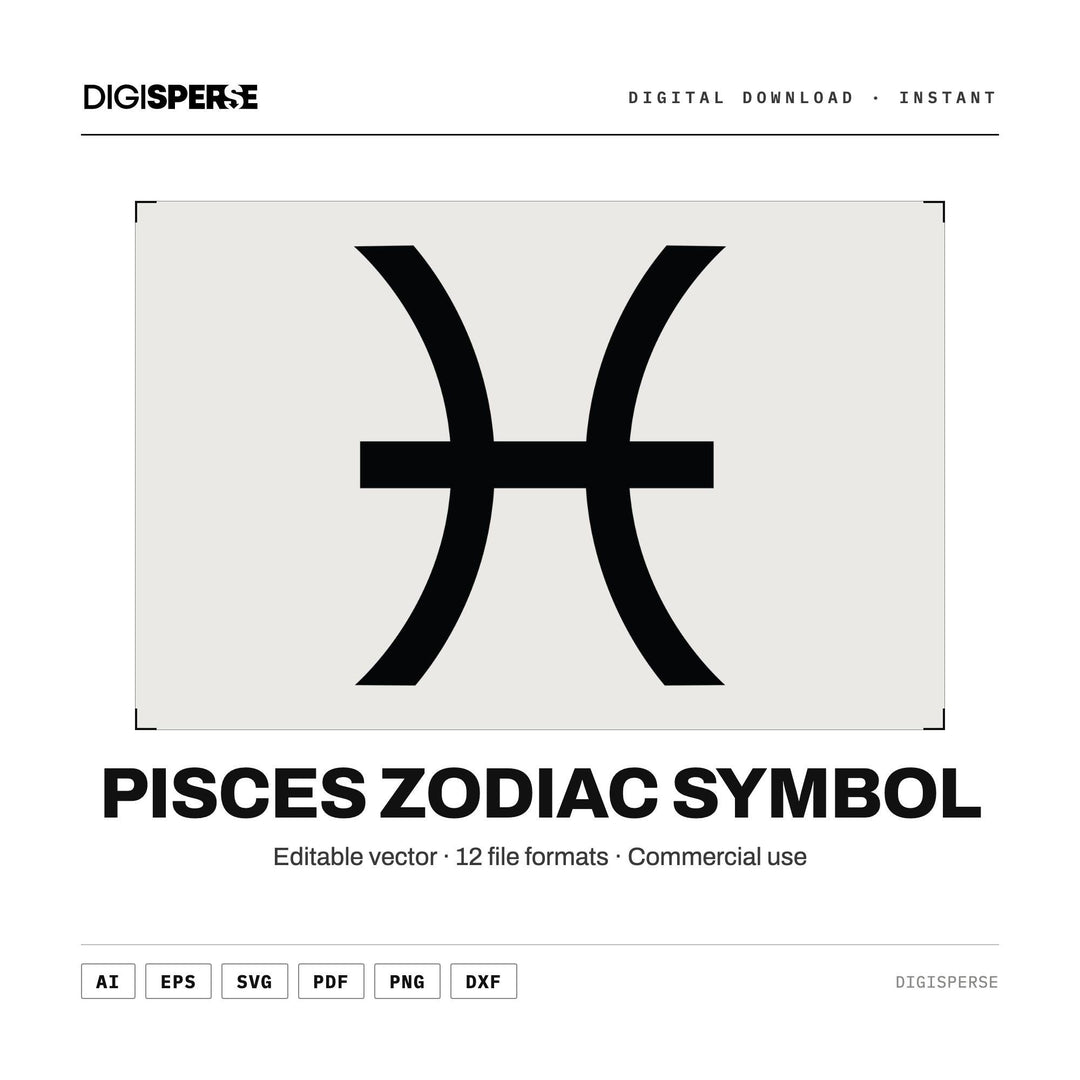 Pisces SVG PNG | Zodiac Graphic 12 File Formats | Cricut Silhouette Sublimation Digital Download