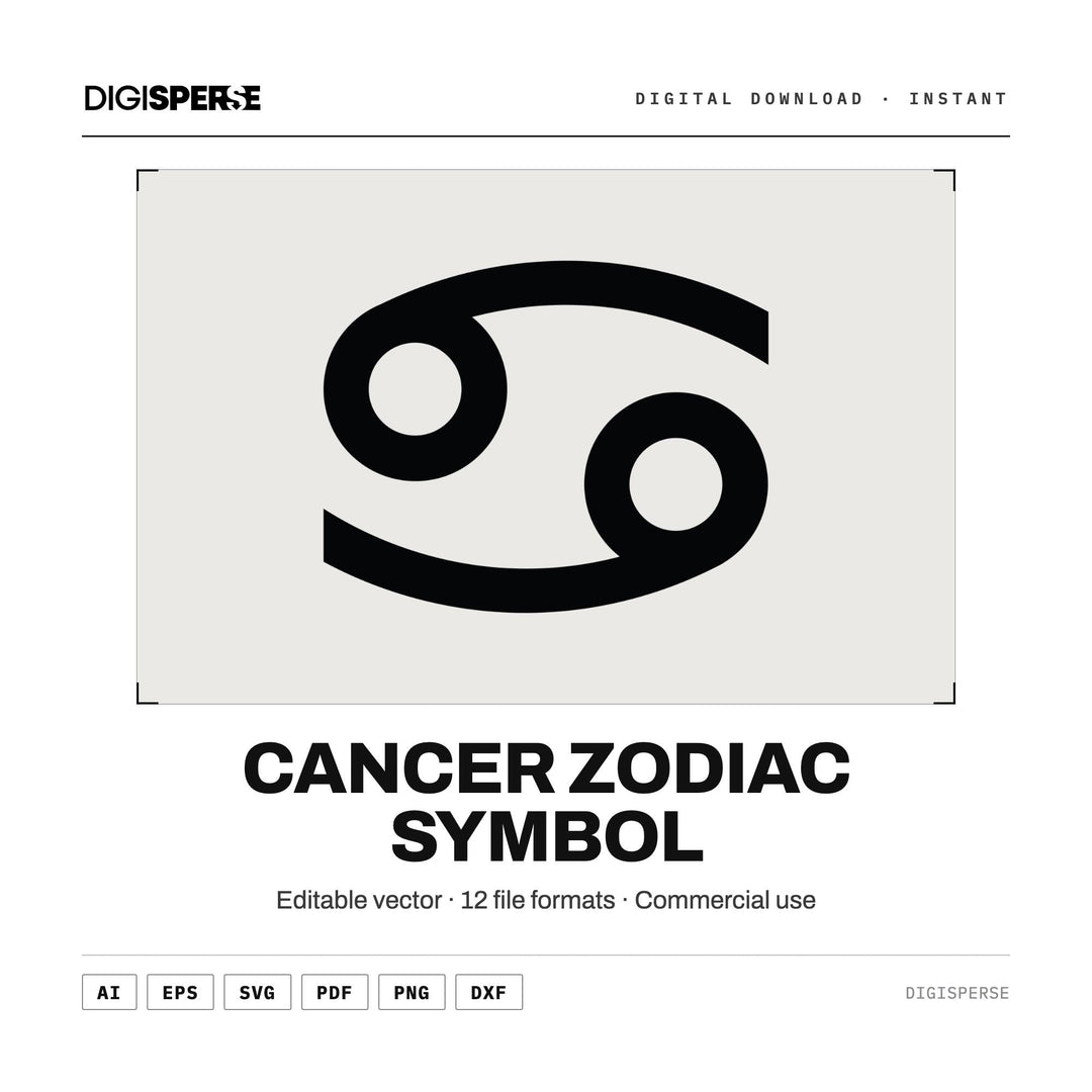Cancer SVG PNG | Zodiac Graphic 12 File Formats | Cricut Silhouette Sublimation Digital Download