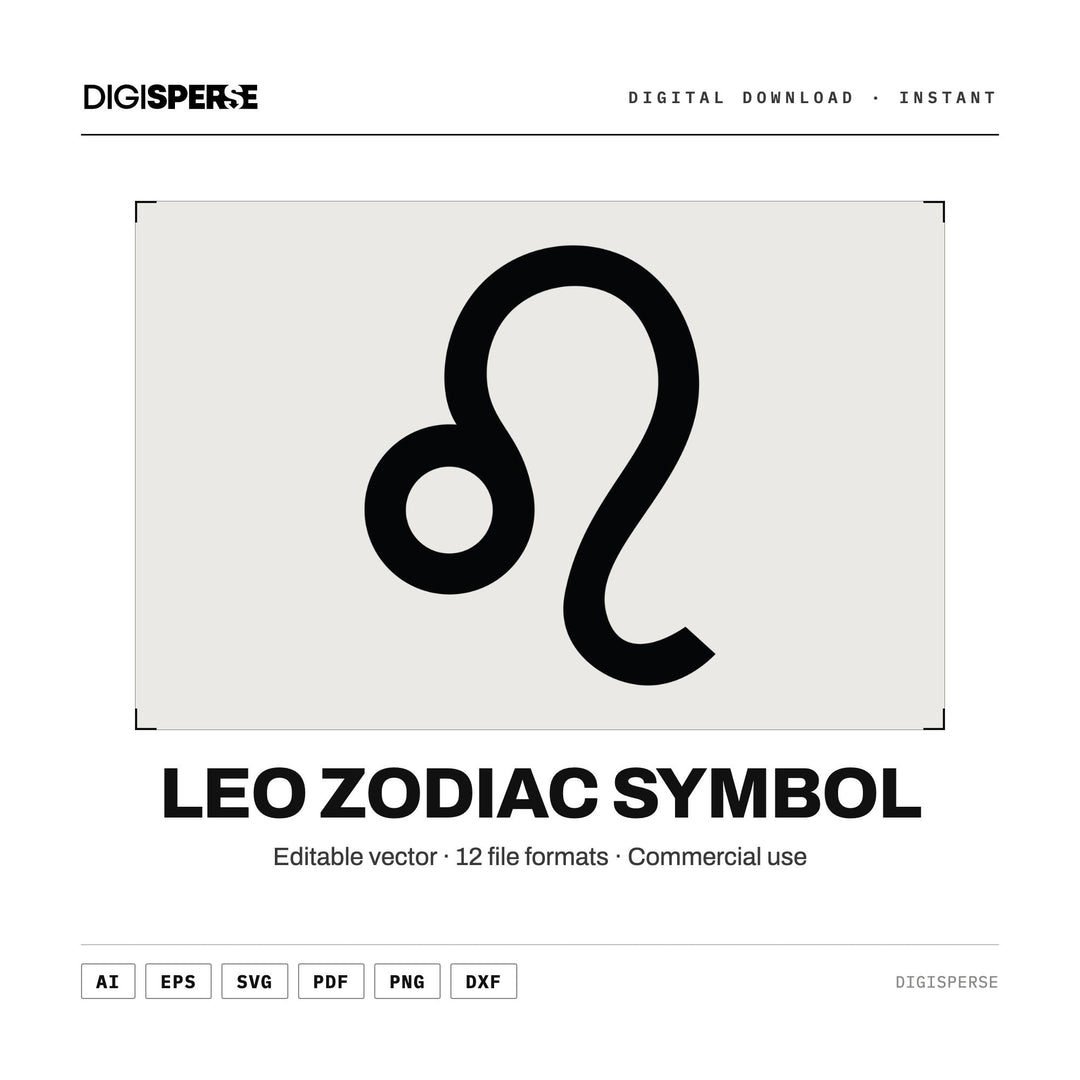 Leo SVG PNG | Zodiac Graphic 12 File Formats | Cricut Silhouette Sublimation Digital Download