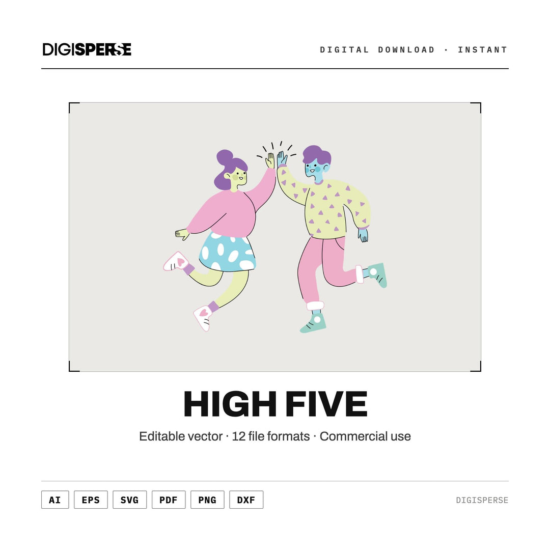 People High-Fiving Graphic | Includes 12 File Formats | For Design, Print, Die Cut, Sublimation, CNC
