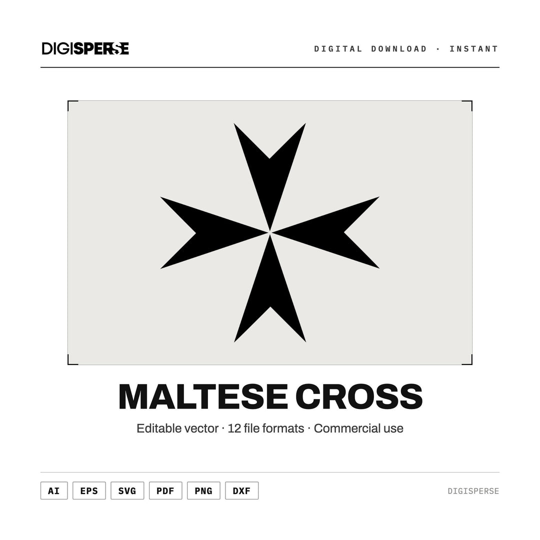 Maltese Cross SVG PNG | Cross Emblem Cut File | Vector Clipart for Cricut & Silhouette | Shirt, Pin, Sticker, Sublimation