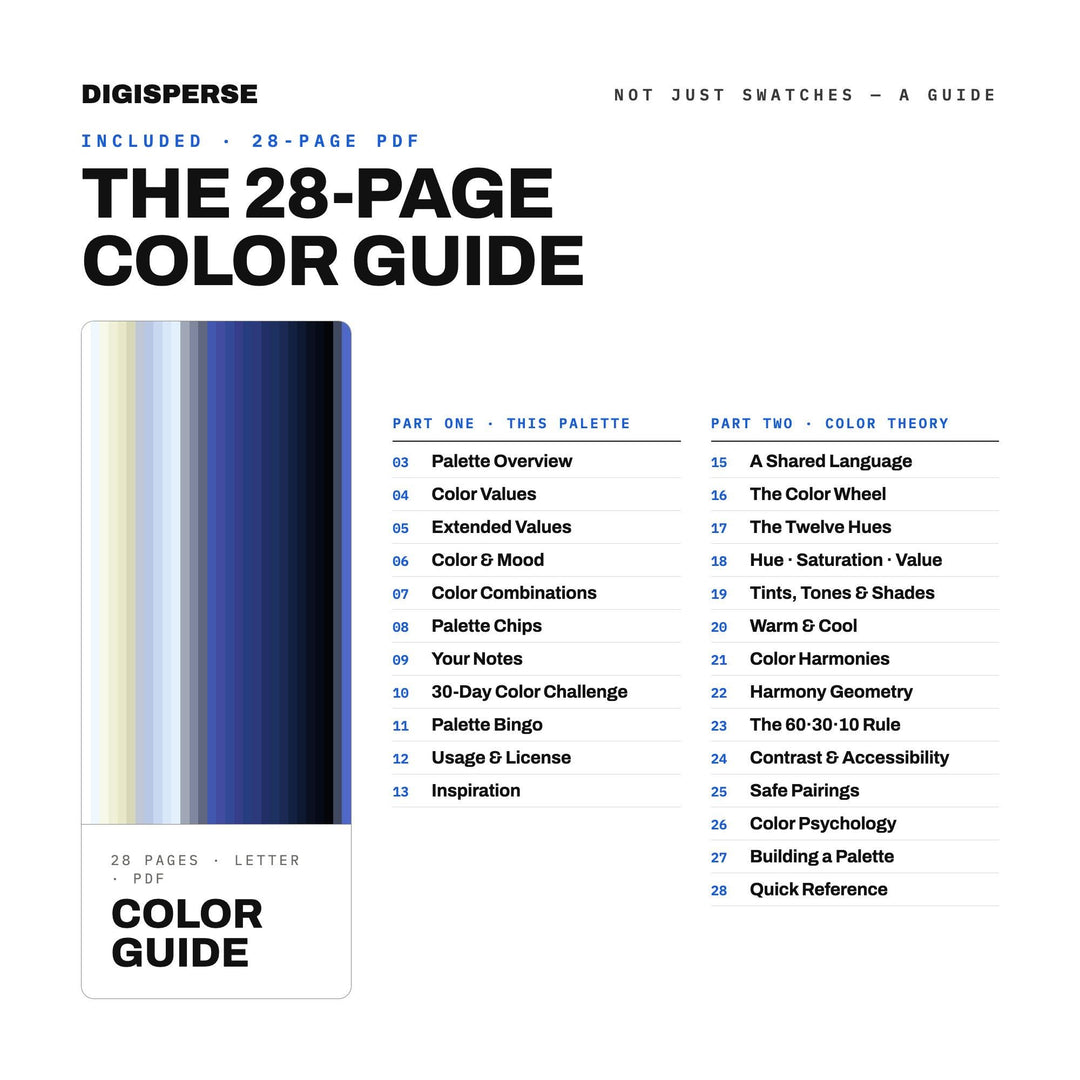 Deep Navy Color Palette for Starry Night Art and Elegant Branding, 30 Clear Midnight Blue Hues, Procreate Swatches, Hex Codes