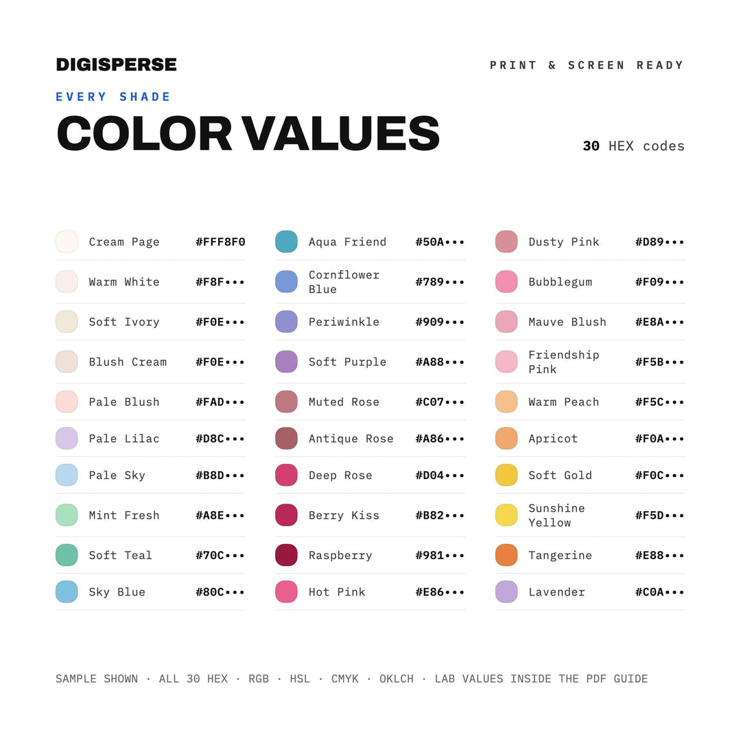 Best Friends Scrapbook Color Palette | 30 Procreate Swatches, ASE (Digital Download)