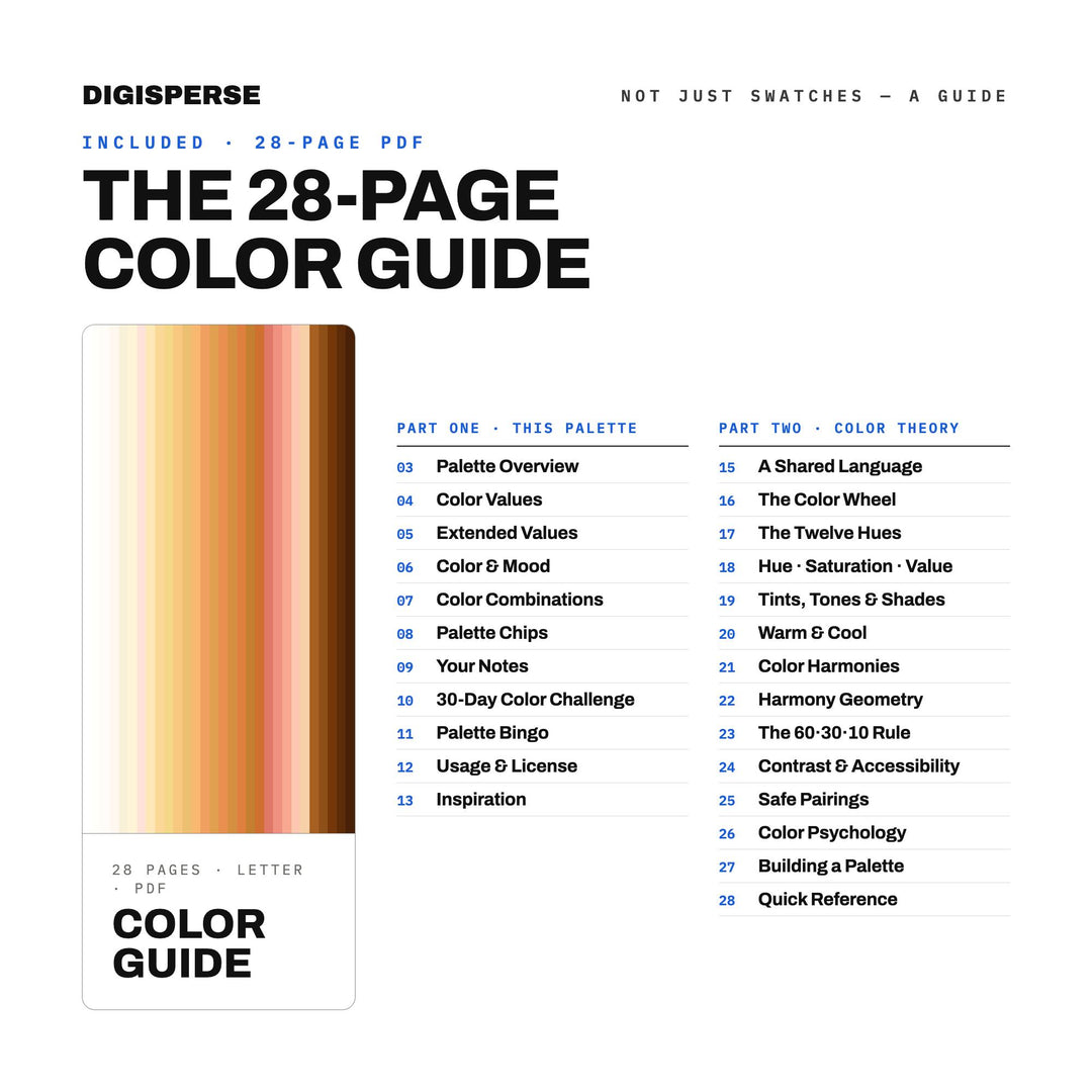 Peach Cobbler Color Palette | 30 Colors | Hex RGB CMYK | Color Guide | Procreate Swatches + ASE | Digital Download