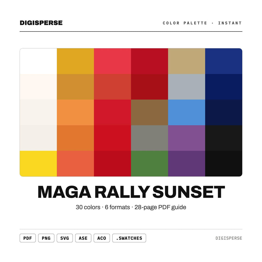 Maga Rally Sunset Color Palette | 30 Procreate Swatches, ASE (Digital Download)