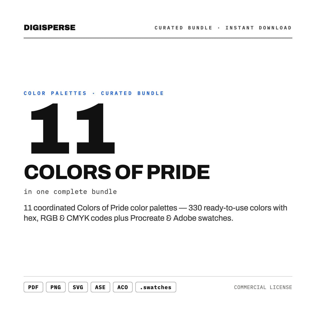 Rainbow Pride Palette Collection, 11 LGBTQ Flag Color Schemes for Pride Month Merch, Parade Posters and Inclusive Brand Design