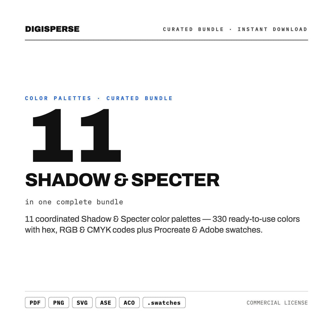 Dark Gothic Color Scheme Bundle, 11 Shadow and Specter Palettes for Horror Book Covers, Haunted Art and Macabre Event Decor