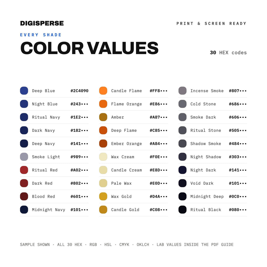 Midnight Ritual Color Palette | 30 Mystical Procreate Swatches (Digital Download)