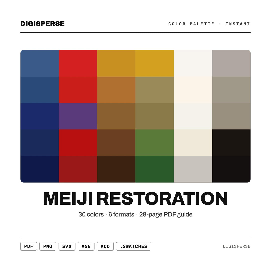 Meiji Restoration Color Palette | 30 Japanese Historical Colors (Digital Download)