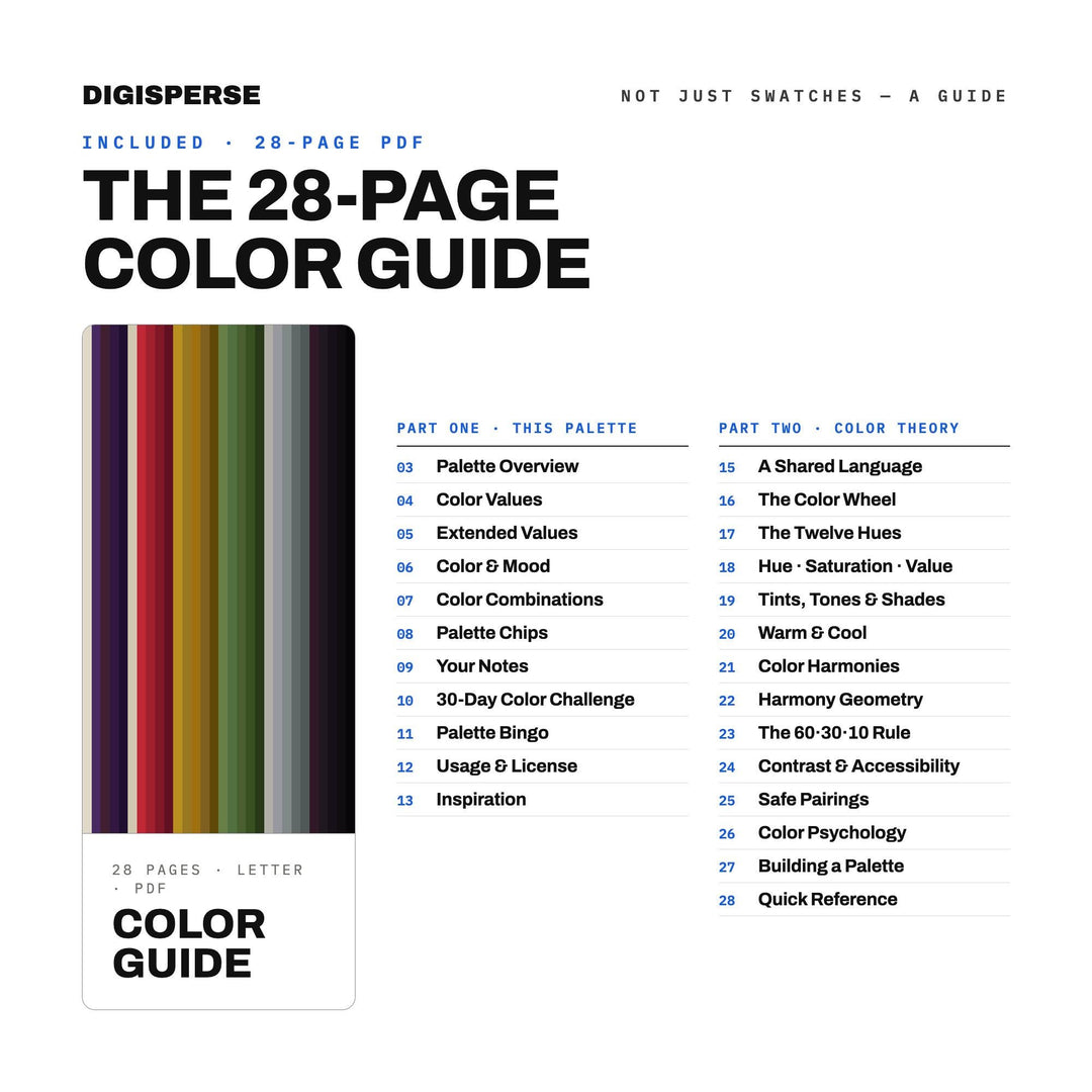 Forbidden Magic Color Palette | 30 Colors | Hex RGB CMYK | Color Guide | Procreate Swatches + ASE | Digital Download