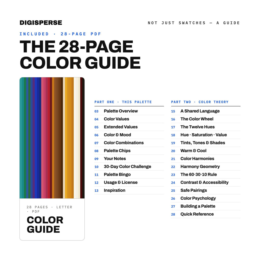 Persian Bazaar Color Palette | 30 Procreate Swatches, ASE, PDF Guide (Digital Download)