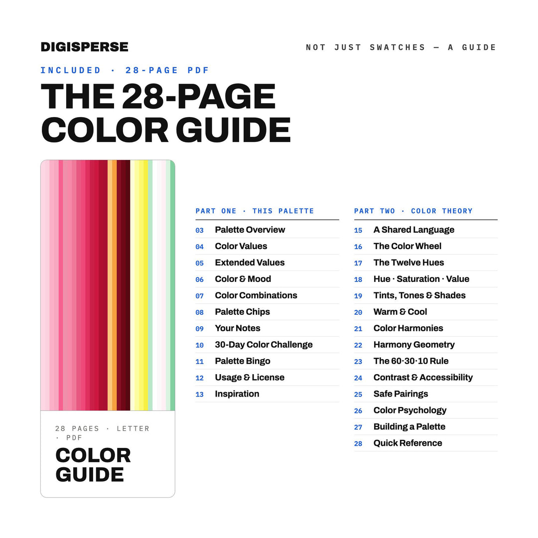 Raspberry Sorbet Color Palette | 30 Procreate Swatches, ASE, PDF Guide (Digital Download)