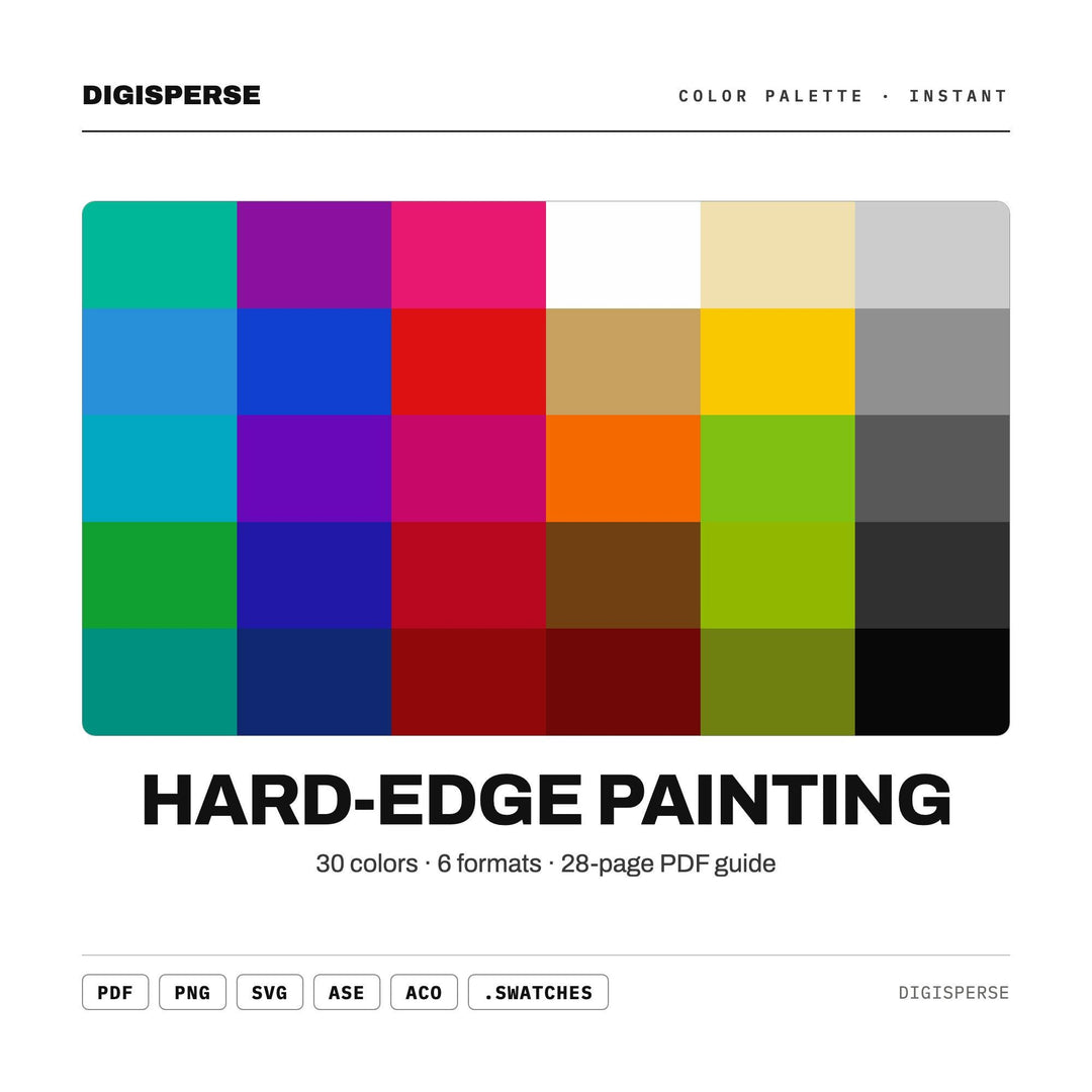 Hard-Edge Painting Color Palette | 30 Colors | Hex RGB CMYK | Color Guide | Procreate Swatches + ASE | Digital Download