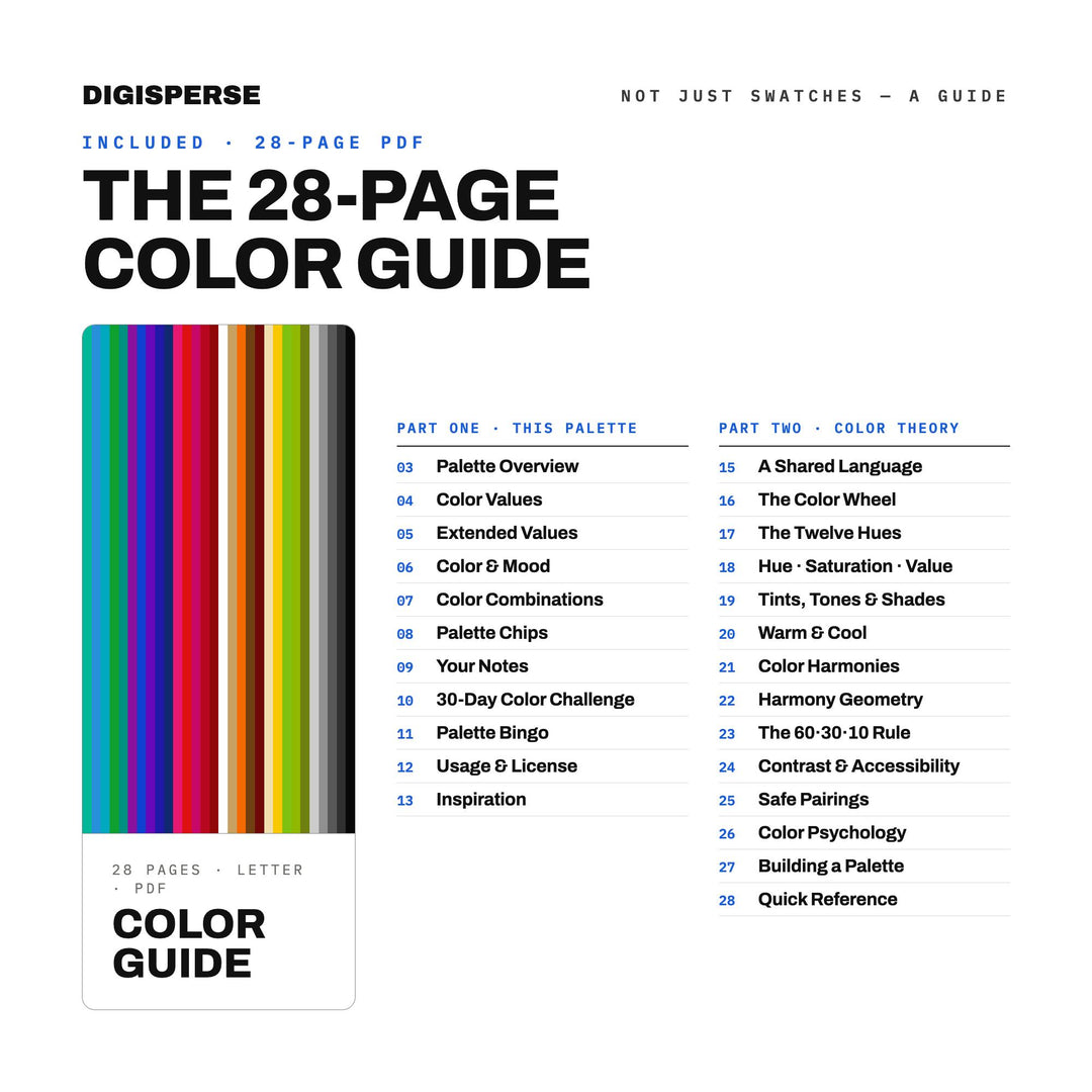 Hard-Edge Painting Color Palette | 30 Colors | Hex RGB CMYK | Color Guide | Procreate Swatches + ASE | Digital Download